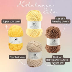 NESTNHAVEN , Plush & Cuddly Sets 2.0 , Chenille Yarn Supersoft Hand Knitting Wool Ball, set of 4 , 400 grams (1 Ball/100 Gram Each) Suitable for Craft, Babywear, Toys , Baby Blankets , 5 Bulky, Shades - NNHS 2.0 (Set 26 baby Pink , lilac , hot pink…