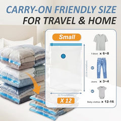 16 Travel Compression Bags Vacuum Packing, Roll Up Travel Space Saver Bags for Luggage, Cruise Ship Essentials (6 Large Roll/6 Medium Roll/4 Small Roll)