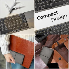 N Pro Portable Foldable Bluetooth Keyboard (2.2) Dark Grey with Touchpad, Wireless Slim Folding Keyboard, USB-C Rechargeable Pocket Size Travel Keyboard for iPad, Tablet, Laptop & Android Devices