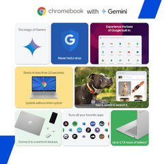 HP Chromebook 14, MediaTek Kompanio 540 (4GB LPDDR5, 128GB UFS) HD, Anti-Glare, Micro-Edge, 14''/35.6cm, ChromeOS, 100 GB Google One(1yr), Modern Gray,1.35kg, nm0004MU, HD Camera w/Shutter Laptop