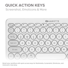 Amkette New and Improved Optimus BT 4 in 1 Multi Device Wireless Keyboard/Bluetooth Keyboard | One Click Device Switching and AI Access for Windows, MacOs, Android and iOS, Dual OS Layout (White)