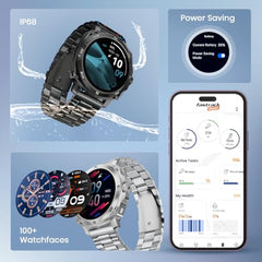 Fastrack MYND 1.93” AMOLED Display Smart Watch for Men & Women with AI Watch Faces,AI Chat,Offline Voice Commands,Curved Metallic Design,Functional Crown,BT Calling, Health Suite,100+ multisport modes