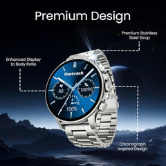 Fastrack MYND 1.93” AMOLED Display Smart Watch for Men & Women with AI Watch Faces,AI Chat,Offline Voice Commands,Curved Metallic Design,Functional Crown,BT Calling, Health Suite,100+ multisport modes