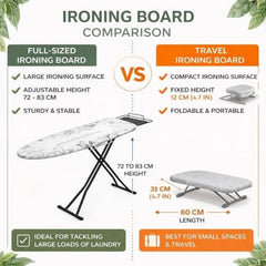 STEFFAN Heavy Duty Vertical Ironing Board, Foldable, 19 mm Metal Bracket, Adjustable Height, Pure Cotton Cover, Lattice Design | Clothes Iron Table| Home Laundry Accessory | 111x30 cm, Pink