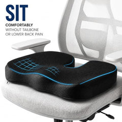 Grin Health Orthopedic Coccyx Seat Cushion | Memory Foam Ergonomic Seat for Tailbone Coccyx Support, Hip, Tailbone, Sciatica & Backpain Relief for Office Chair, Car Seat, Upto 100kg (Black)