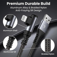Verilux® 18W USB A to Lighting Fast Charging Cable, 480Mbps Data Synch