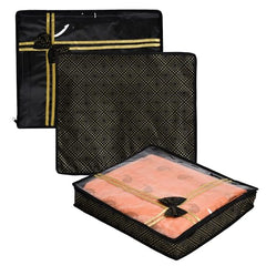 Kuber Industries Non-Woven Saree Storage Bag | Clothes Storage Bag | Wardrobe Storage Bag | Cloth Storage Organizer | Top Visible Window Saree Bag | Bow Golden Printed | 3 Inch | Pack of 6 | Maroon