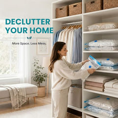 The Better Home Vacuum Storage Bags Medium Size with Hand Pump (Pack of 5) | 70x50cm Fresh, Odor-Free Compression Bags for Clothes, Blankets & Bedding | Space Saver Airtight Storage Organizer