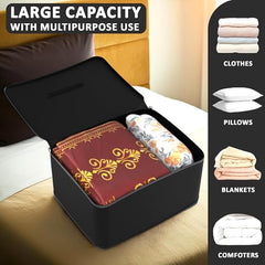 Kuber Industries Pack of 3 Storage Bag | Clothes Storage Bag | Rexine Underbed Storage Bag | Wardrobe Organizer for Blanket-Comforters | Foldable Attachi Bag | Black Patti | Large | Grey