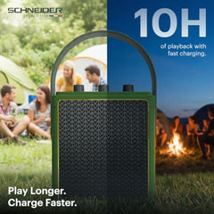 Schneider ENERZA HP20 Portable Wireless Bluetooth Speaker | 20W Triple-Driver 360° Sound | Auracast™ & Bluetooth 5.4 | IPX4 Splash Proof | Fast Charge 0–80% in 1Hr | 10Hr Playtime - Black