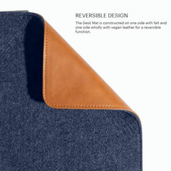 DailyObjects Combo Super Smooth Vegan Leather Reversible, Anti Slip, Water Resistent Felt Turf 2.0 Desk Mat | Vegan Leather Black Desk Tray Organiser - Set of 2