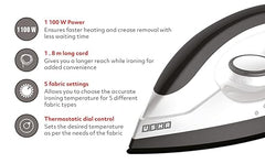 USHA EI 3302 1100 W Dry Iron with Black American Heritage Soleplate (Grey-Black)