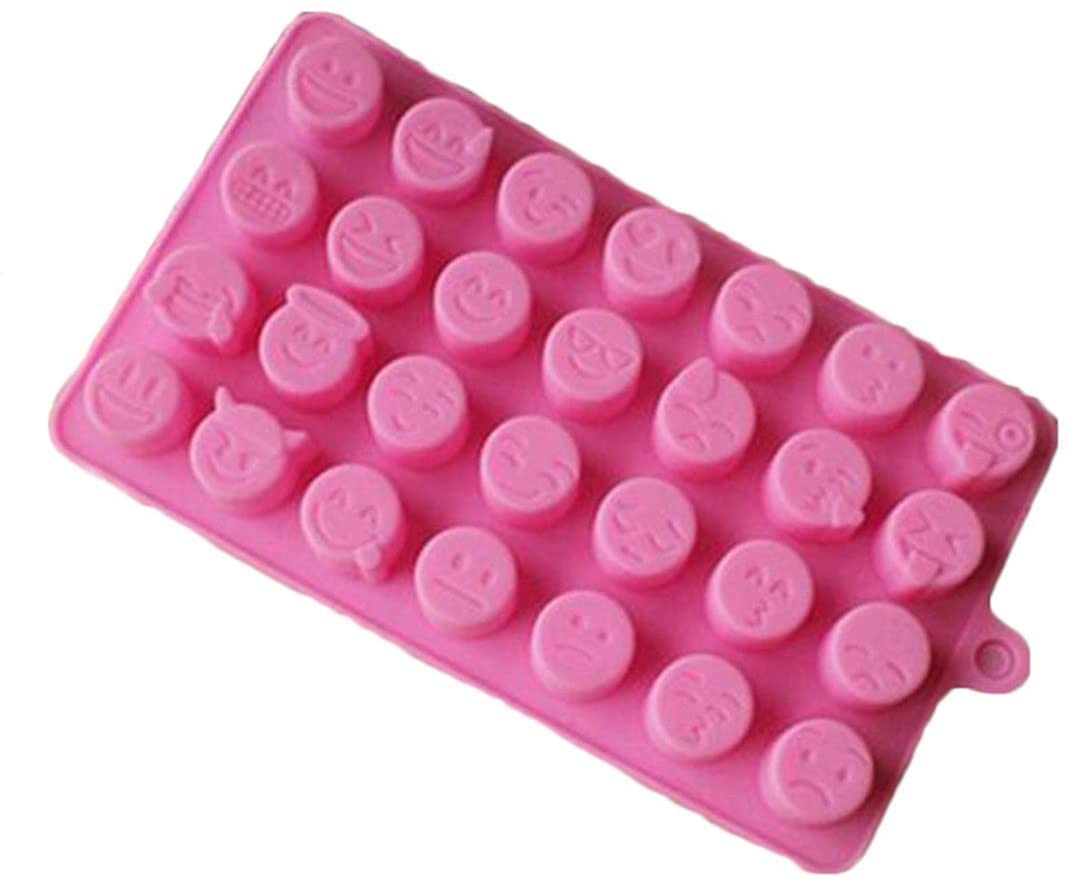 SYGA 28-Cavity Emoji Emotion Cake Mold Smiley Chocolate Candy Baking Mould Pink