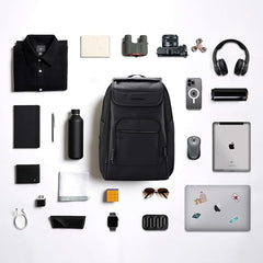 HARISSONS Carbon 15.6 Inch Business Travel Laptop Backpack | Anti-Theft Pocket, Rain Cover & External USB Gate | 30L Durable Work + Travel Backpack for Men | Black