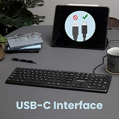 Perixx PERIBOARD-210 Wired Black Standard USB Scissor Switch US Layout Keyboard (Wired USB-C)