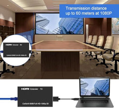 MICROWARE HDMI Extender 60m RX Receiver and TX Transmitter HDMI Repeater Over Cat5e, Cat6 Support Video Output Upto 1080p/720p/480p,3D