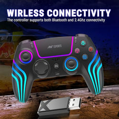 Ant Esports GP400 RGB 3-Mode Wireless Gaming Controller,1000Hz HallSense Precision Joysticks|PC,PS4,Android, iOS, Steam Deck & Switch |Bluetooth & 2.4GHz Wireless| Dual Vibration |Motion Control|White