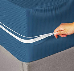 HOMEKART Premium Cotton 220TC 78 x 72 x 8 King Size Double Bed Mattress Cover Protector with Zip/Chain|Provides All Around Protection - 1 pc Multicolor (Grey, 78 x 72 x 8)