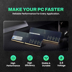 EVM 16GB DDR5 Desktop RAM Memory | 4800MHz | PC5-38400 | Long-DIMM | 288-Pin | CL19 | 1.1V Low Voltage | High Speed Performance | Intel & AMD Compatible | 10 Year Warranty (EVMT16G4800U88P)
