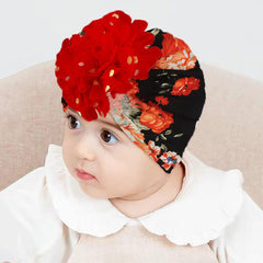 SYGA Baby Turban Hat, Toddler Beanie Cap Infant Hat 6 Month-4 Years Cotton Floral Baby Cap Headwear Unisex with Big Flower Soft Cute Hat
