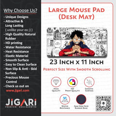 JIGARI Extended Anime Large Mouse Pad (11 x 23 Inch) | Gaming Mousepad for Laptop, Desktop & Keyboard | Smooth Surface | Anti-Slip Rubber Base (Zoro - Sword Master - One Piece (P08))