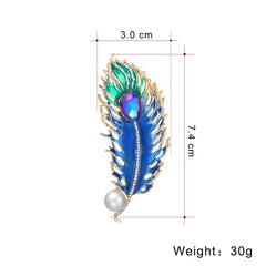 SYGA Brooch Pin Fashion Crystal Rhinestone Jewellery Pin Vintage Clothing Accessories Decoration Peacock Feather Brooch Colorful Brooches For Women- S71