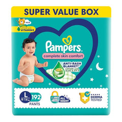 Pampers Complete Skin Comfort Pants, X-Large (XL), 168 Count, Anti-rash blanket, Lotion with Vitamin E & Aloe Vera, 12-17kg