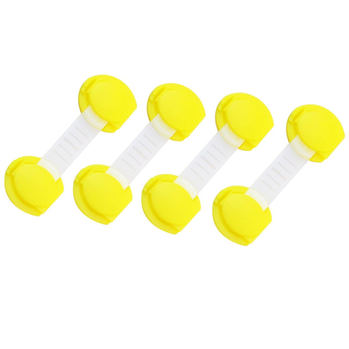 SYGA 4 Pcs Baby Safety Locks | Child Proof Cabinets, Drawers, Appliances, Toilet Seat, Fridge and Oven | Tools Not Required | Uses Dual Adhesive Tape and Latch System (Yellow Lining)