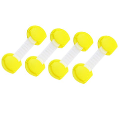SYGA 4 Pcs Baby Safety Locks | Child Proof Cabinets, Drawers, Appliances, Toilet Seat, Fridge and Oven | Tools Not Required | Uses Dual Adhesive Tape and Latch System (Yellow Lining)