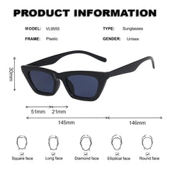 SYGA Square Frame Glasses For Women's Trendy Retro Sunglasses (Black)