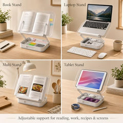 Sunchhaya Acrylic Book Stand for Reading – Clear Adjustable Book Holder with 360° Rotating Base, Foldable Reading Stand for Desk, Cookbook, Tablet & Laptop Stand, Height & Angle Adjustable (R22H)
