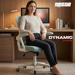 DROGO Comfortwing Premium Ergonomic Office Chair for Work from Home, High Back Computer Chair with Breathable Mesh, Armrest, Adjustable Seat, Rocking & Winged Back | Mesh Chair for Office (White/Blue)