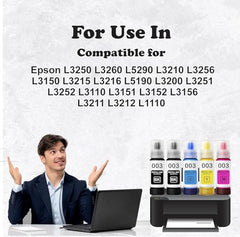 Duplex DTC 003 Refill Ink Compatible for Epson L3110, L3150, L3250, L3252 L3115, L3116, L3101, L3210, L3215, L3216, L3151, L3152, L3156, L5190 Printer (003 Ink Set)