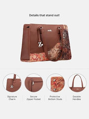 ZOUK Office Essential Bag | Jute | Vegan Leather Handcrafted Tote Bag With Double Handle Shoulder Strap | Bristel