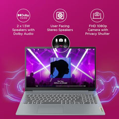 Lenovo IdeaPad Slim 3, 12th Gen Intel Core i5-12450H (16GB LPDDR5, 512GB SSD), Anti-glare, FHD 15.6"(39.6cm), Win 11, Office Home 2024, Arctic Grey, 1.62Kg, 83ER00MDIN, Thin & Light, Backlit KB Laptop