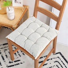 Kuber Industries 2 Pcs Cotton 16x16 Inch Chair Cushion for Sitting | Chairs Cushion For Home, Office, Dining Chair, Car, Meditation | Back Rest Support Chair Cushion with Ties | Plain - Cream