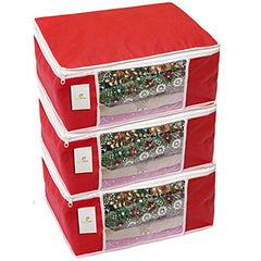 Homestrap set of 6 Foldable Saree Covers/Clothes Storage Bag/Wardrobe Organizer With Transparent Window And Zip For Lehenga, Suit, Dress,& Accessories (Grey)(Featured on Shark Tank), Polypropylene