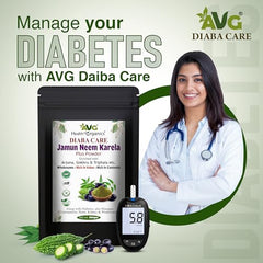 AVG Health Organics Diaba Care Karela Jamun Neem Powder 200g | Pack of 4 | Diabetes Control Ayurvedic Supplement with Arjuna, Gokhru & Triphala | Helps in Relieving Constipation | AYUSH & GMP Certified