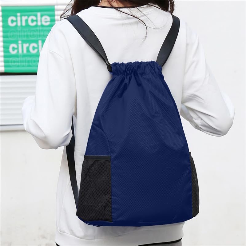 SYGA Drawstring Backpack for Gym, Yoga, Running, Swimming, Beach, Camping, Travel Bag Sports Fitness Club Student Training Bag(Navy Blue)