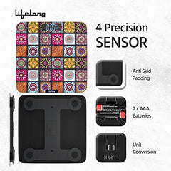 Lifelong Bloom LLWS54 Body Weighing Scale (Indian Cultural Series - Rajasthan Rural)|Digital Weight Machine for Body Weight|Thick Tempered Glass with LCD Display|Bathroom Weighing Scale (Multicolor)