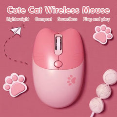 Lomiluskr Cute Cat Wireless Mouse, Lightweight Soundless Mice, 2.4G Wireless Mice, Candy Colors, Kawaii Mouse for Girls and Kids (Purple)