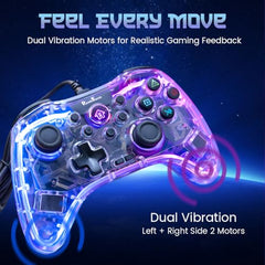 PunnkFunnk Gaming Controller Lite Wireless Bluetooth Gamepad for Android, iOS, PC & Smart TV with Turbo Function, Ergonomic Grip, Rechargeable Battery (X1 Pro Wired)
