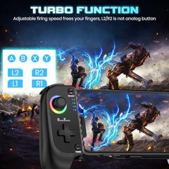 PunnkFunnk Gaming Controller Lite Wireless Bluetooth Gamepad for Android, iOS, PC & Smart TV with Turbo Function, Ergonomic Grip, Rechargeable Battery (X1 Pro Wired)