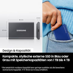 Samsung T7 1TB Up to 1,050MB/s USB 3.2 Gen 2 (10Gbps, Type-C) External Solid State Drive (Portable SSD) Grey(MU-PC1T0T)