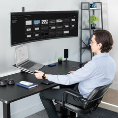 Dyazo Single Monitor Desk Mount Stand | Height Adjustable Fully Articulating Arm for 13–32 Inch Screens | VESA 75×75/100×100 Compatible | Tilt & Rotate Monitor Holder with C-Clamp/Grommet Base (Black)
