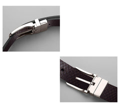 SYGA Men's PU Leather Belt, Casual Lizard Pattern, 122 cm Length, 3.3 cm Width, (Black+Coffee)