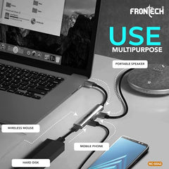 Frontech 8-in-1 Multi-Port Expansion Hub, Dual Input (USB-C & USB), High-Speed Data Transfer, Metal Matt Finish, Backed with 1 Year Warranty (NC-0058)