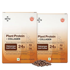 Setu Plant Protein + Veg Collagen | 24g Protein with Glutathione & Biotin | Pea & Rice Isolate | For Muscle, Skin & Hair | Protein Powder for Men & Women | Alphonso Mango Flavour | (1 Sachet Single Serve)