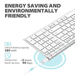 iClever Wireless Keyboard & Mouse Combo GK03-2.4G Portable Wireless Keyboard Mouse with Rechargeable Battery, Ergonomic Design, Full Size, Slim & Thin, Stable Connection, Adjustable DPI, Silver/White