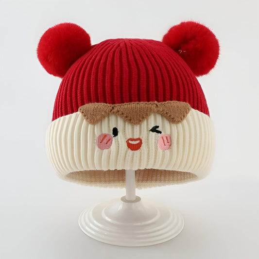 MOMISY Baby Cap Soft Beanie Woolen Hat for Spring Winter Autumn, Newborn Infant Toddler Kids, 1 to 5 Years (Red)